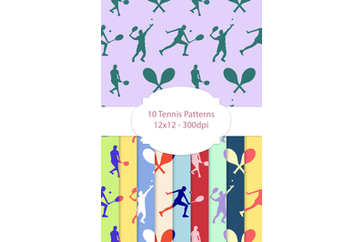 10 Tennis Patterns, Sports Digital Papers