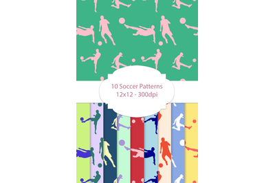 10 Soccer Patterns, Sports Digital Papers