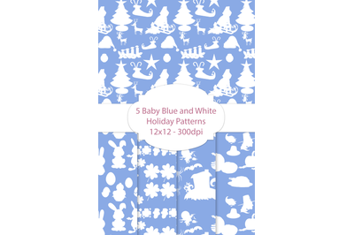 5 Baby Blue and White Holiday Patterns