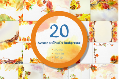 20 Autumn Watercolor Background for Fall