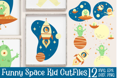 Funny Space kids Cut Files PNG &amp; SVG