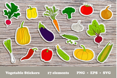 Hand drawn vegetables stickers