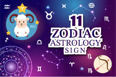 11 Zodiac Wheel Astrological Sign Illustration