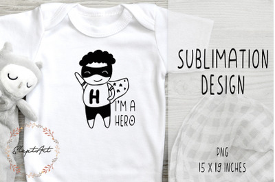 Little superhero sublimation design PNG, Hero PNG