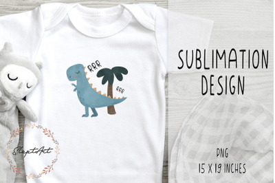 Watercolor baby dino sublimation design PNG