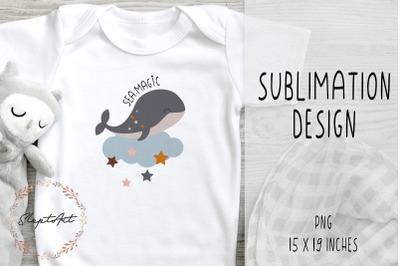 Space whale sublimation design PNG