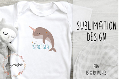 Space narwhal sublimation design PNG