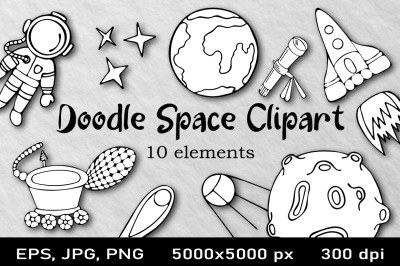 Space Coloring Pages for Kids. Space Coloring Book. Hand Drawn Doodle