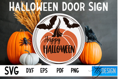 Halloween Door Sign SVG | Circle Door Hanger | Round Sign