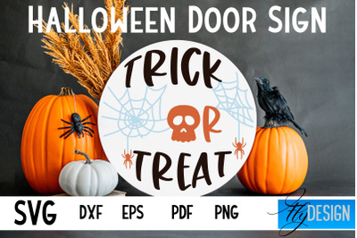 Halloween Door Sign SVG | Circle Door Hanger | Round Sign