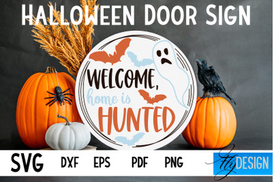 Halloween Door Sign SVG | Circle Door Hanger | Round Sign