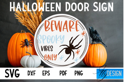 Halloween Door Sign SVG | Circle Door Hanger | Round Sign