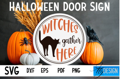 Halloween Door Sign SVG | Circle Door Hanger | Round Sign