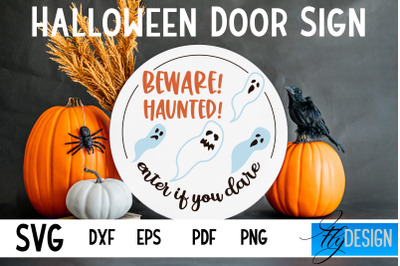 Halloween Door Sign SVG | Circle Door Hanger | Round Sign