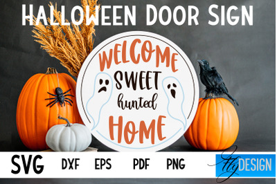 Halloween Door Sign SVG | Circle Door Hanger | Round Sign