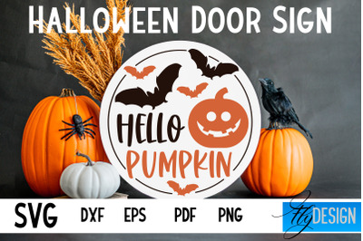 Halloween Door Sign SVG | Circle Door Hanger | Round Sign