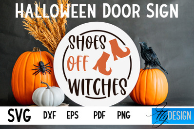 Halloween Door Sign SVG | Circle Door Hanger | Round Sign