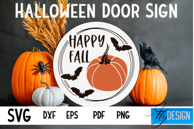 Halloween Door Sign SVG | Circle Door Hanger | Round Sign