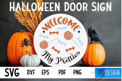 Halloween Door Sign SVG | Circle Door Hanger | Round Sign