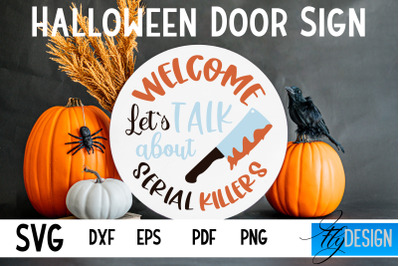 Halloween Door Sign SVG | Circle Door Hanger | Round Sign