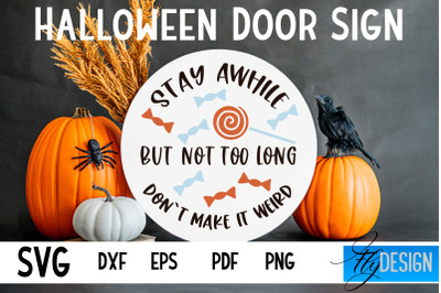 Halloween Door Sign SVG | Circle Door Hanger | Round Sign