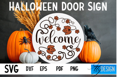 Halloween Door Sign SVG | Circle Door Hanger | Round Sign