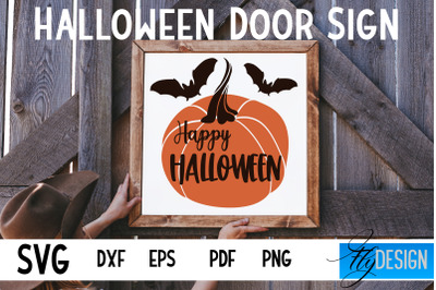 Halloween Door Sign SVG | Square Door Hanger | Round Sign