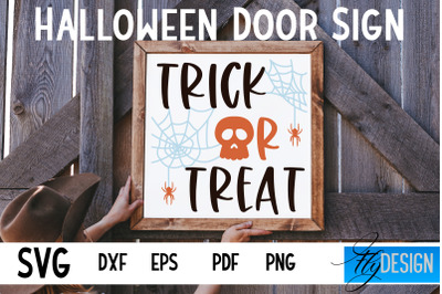 Halloween Door Sign SVG | Square Door Hanger | Round Sign