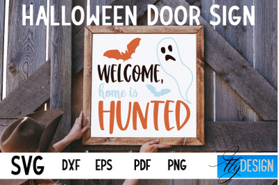 Halloween Door Sign SVG | Square Door Hanger | Round Sign