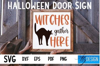 Halloween Door Sign SVG | Square Door Hanger | Round Sign