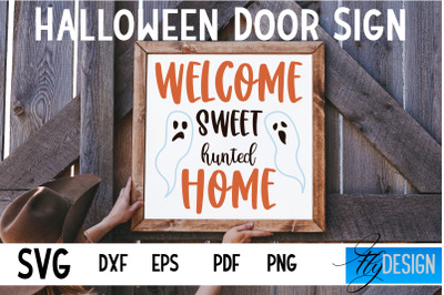 Halloween Door Sign SVG | Square Door Hanger | Round Sign