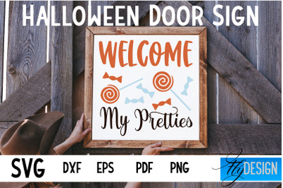 Halloween Door Sign SVG | Square Door Hanger | Round Sign