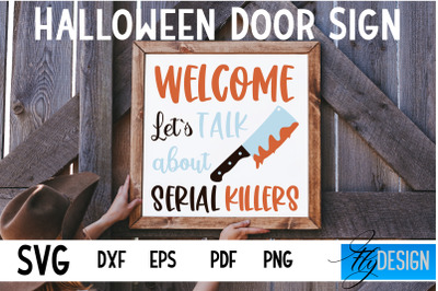 Halloween Door Sign SVG | Square Door Hanger | Round Sign