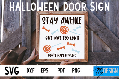 Halloween Door Sign SVG | Square Door Hanger | Round Sign