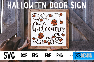 Halloween Door Sign SVG | Square Door Hanger | Round Sign