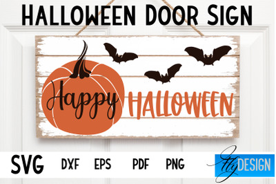 Halloween Door Sign SVG | Rectangle Door Hanger | Round Sign