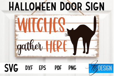 Halloween Door Sign SVG | Rectangle Door Hanger | Round Sign