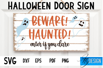 Halloween Door Sign SVG | Rectangle Door Hanger | Round Sign