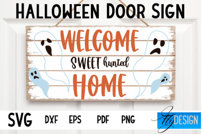 Halloween Door Sign SVG | Rectangle Door Hanger | Round Sign