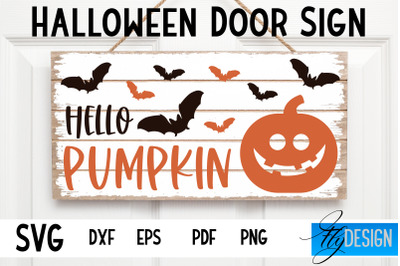 Halloween Door Sign SVG | Rectangle Door Hanger | Round Sign