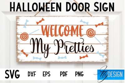 Halloween Door Sign SVG | Rectangle Door Hanger | Round Sign