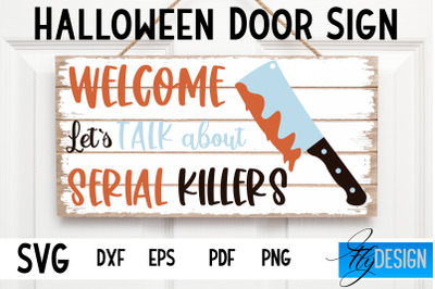 Halloween Door Sign SVG | Rectangle Door Hanger | Round Sign