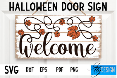 Halloween Door Sign SVG | Rectangle Door Hanger | Round Sign