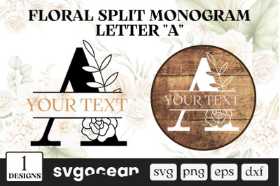 Floral Split Monogram Letter A