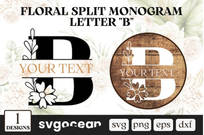 Floral Split Monogram Letter B