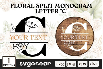 Floral Split Monogram Letter C