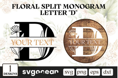 Floral Split Monogram Letter D