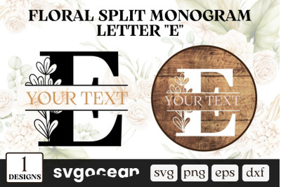 Floral Split Monogram Letter E