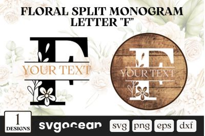 Floral Split Monogram Letter F