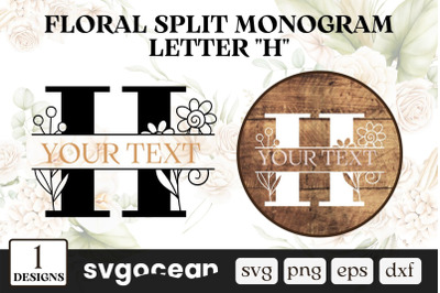 Floral Split Monogram Letter H